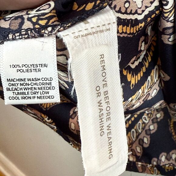 Ann Taylor Loft Shift Dress Women's Sz M Navy Gold Medallion Drop Hem Boho Artsy - Picture 5 of 8